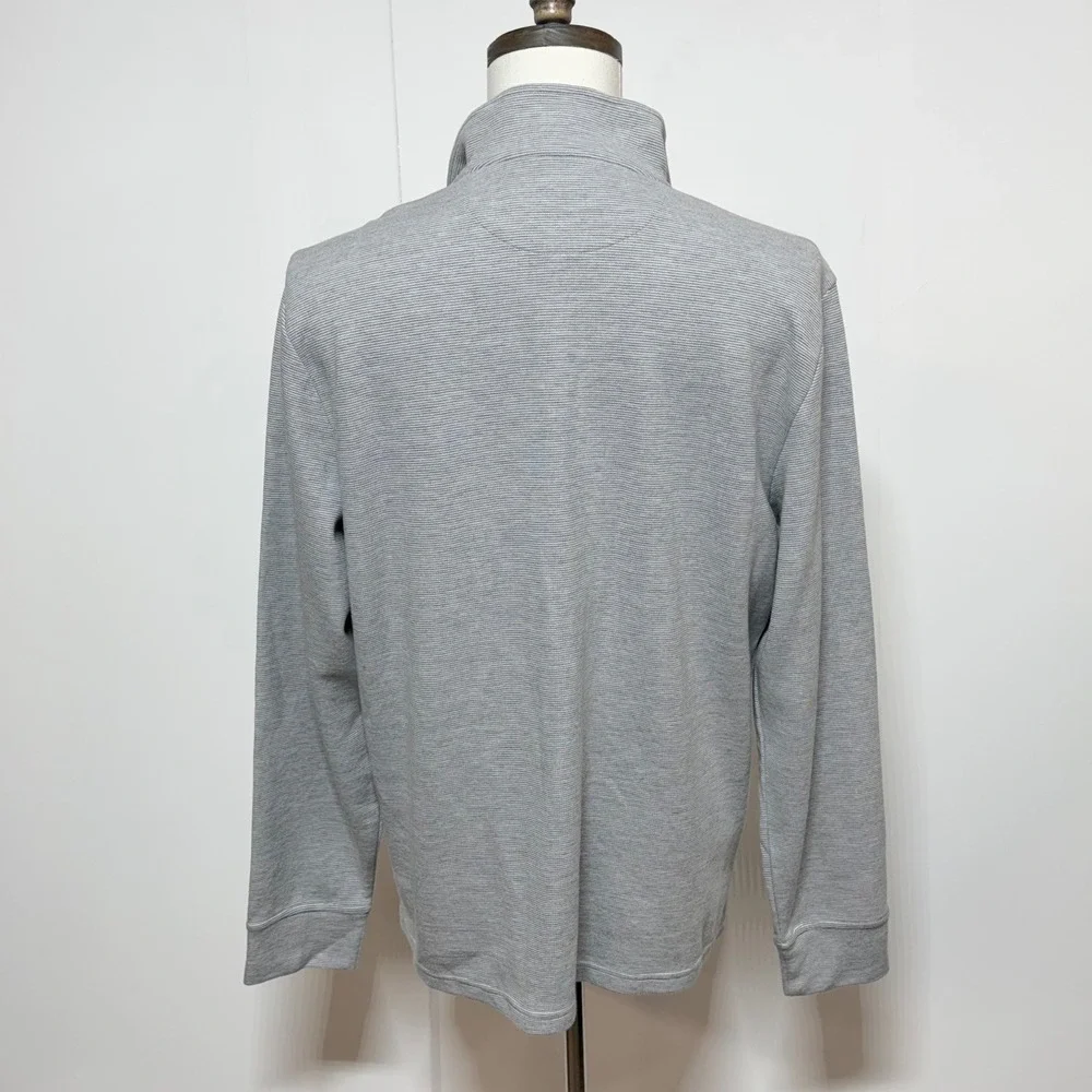Vineyard Vines 1/4 Zip Pullover Mens Large Gray Stripe Saltwater Long Sleeve
